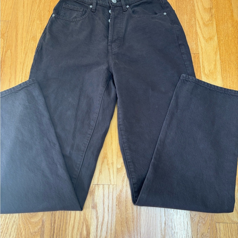 PacSun Dad Jeans - High Rise Straight Leg Button Fly Size 24 Charcoal Gray